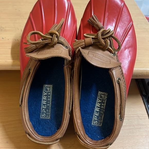 Sperry Tops Siders Duck Shoe sz 5.5 Red Slicker Slides - Picture 4 of 9